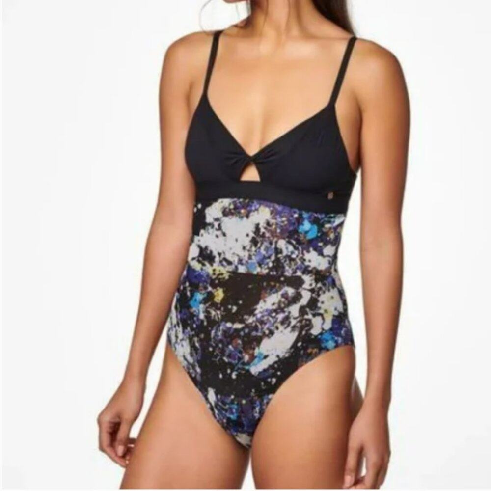 Stance Twist Black Floral Bodysuit Size S